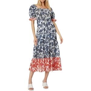 Tommy Hilfiger Women Dress Puff Sleeve Floral Maxi Cottagecore Western Boho